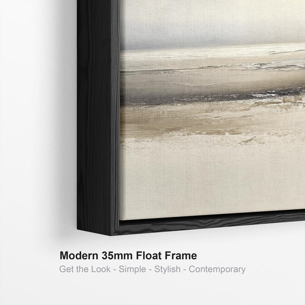 Grey and Beige Abstract Landscape Artwork Print Framed Canvas