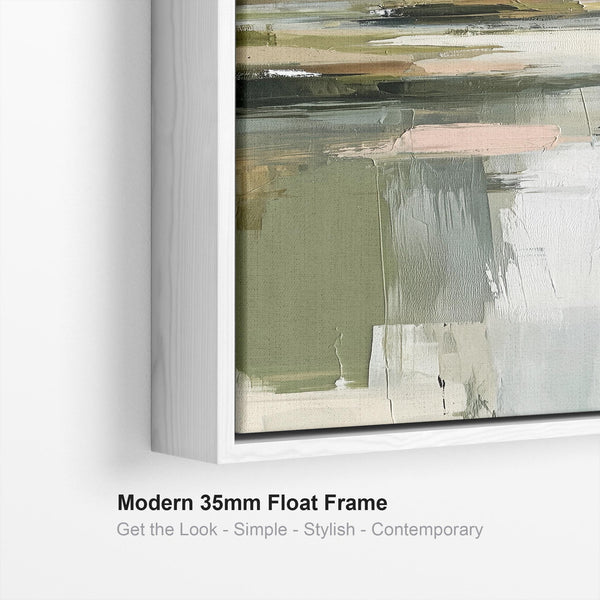 Tall Olive Green White Framed Vertical Wall Art - Quiet Loch