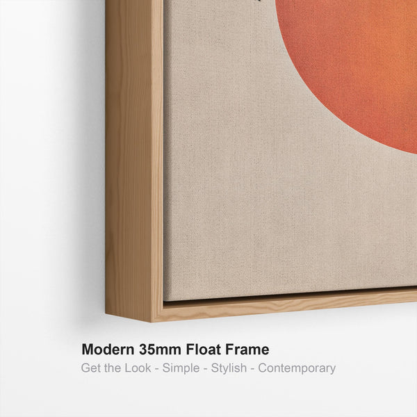 Japandi Rust Orange Moon - Canvas Picture - Frame Included