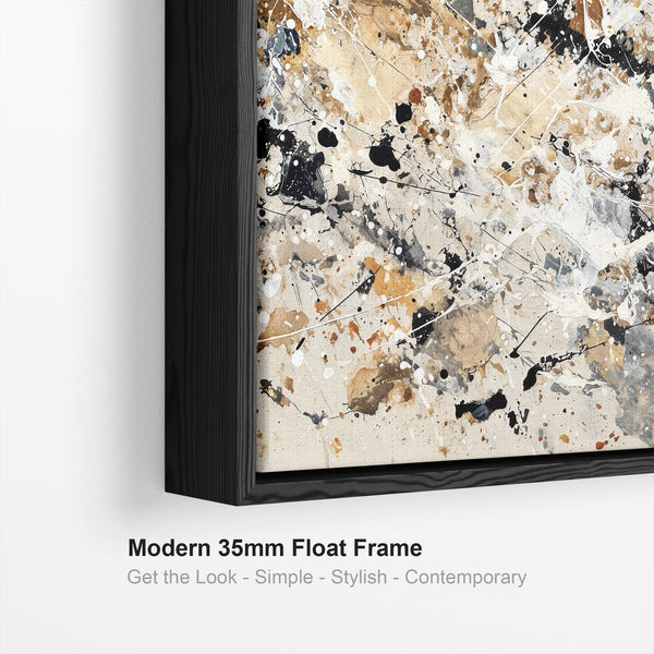 Large Hallway Framed Canvas - Neutral Cream Black Art for Hall