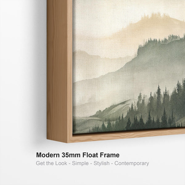 Living Room Framed Landscape Wall Art for Lounge - Green Aura