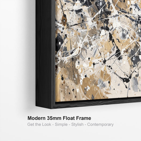 Extra Large Living Room Framed Canvas Neutral Black Lounge Art