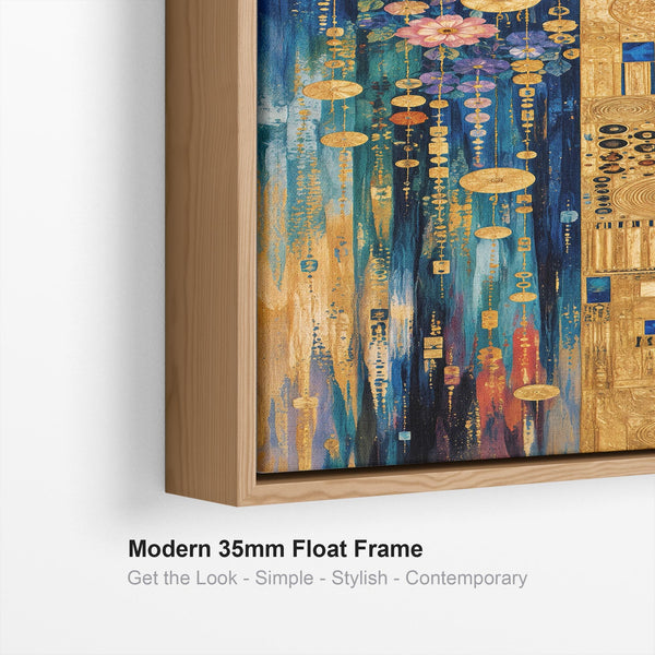 Tall Colourful Gustav Klimt inspired Vibrant Framed Canvas Art