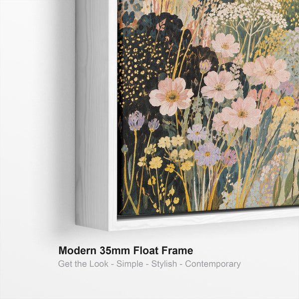 Framed Pastel Artwork Print on Canvas - Colourful Garden View