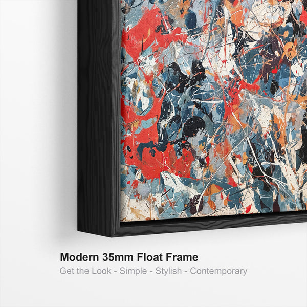 Large Colourful Jackson Pollock Inspired Framed Canvas - Flux