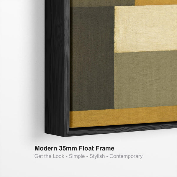 Tall Mustard Green Narrow Framed Canvas Abstract - Earthy Tones