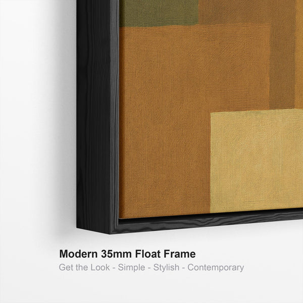 Wide Mustard Green Horizontal Framed Canvas Panoramic - Autumn Ochre