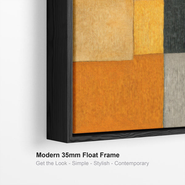 Big Mustard Yellow Orange Abstract Artwork Framed - Ochre Blend