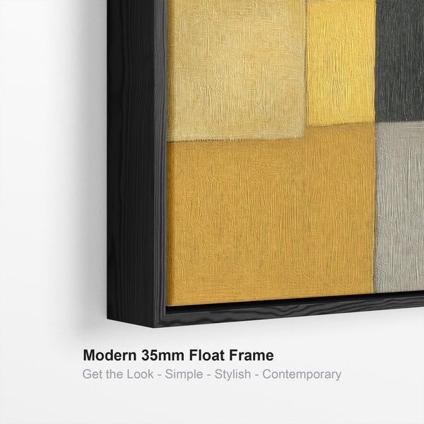 Extra Large Mustard Yellow Grey Abstract Framed Canvas Wall Art - Ochre Steps