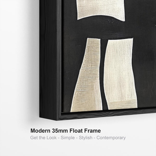 Beige Black Abstract Artwork Print Framed Canvas for Hallway Neutral