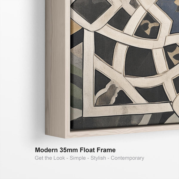Black Cream Abstract Geometric Framed Wall Art Canvas - Medina