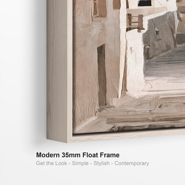 Tall Neutral Cream Framed Wall Art Canvas Narrow Greek Passage