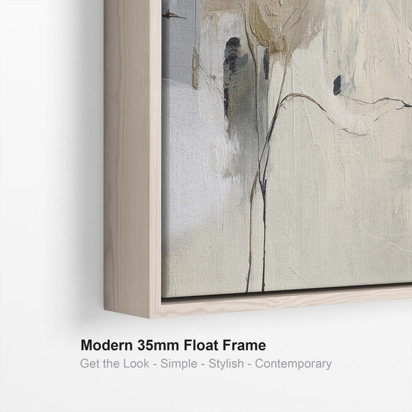 Neutral Cream Grey Long Wide Wall Art Canvas for Bedroom