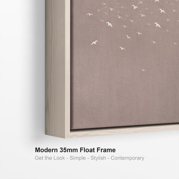 Dusty Blush Pink Japandi Framed Artwork on Canvas