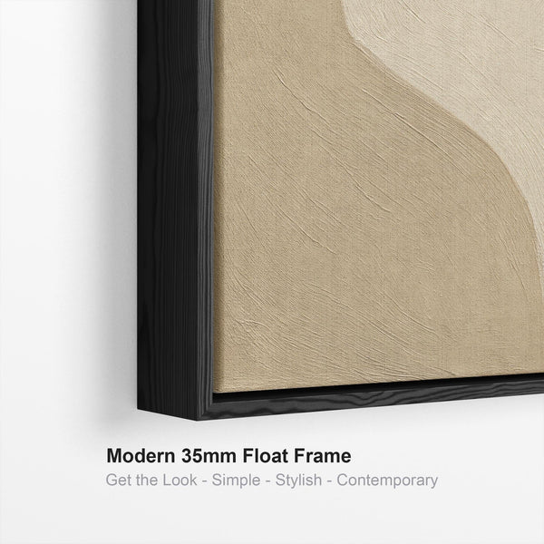 Neutral Green Abstract Framed Canvas - Beige Harmony