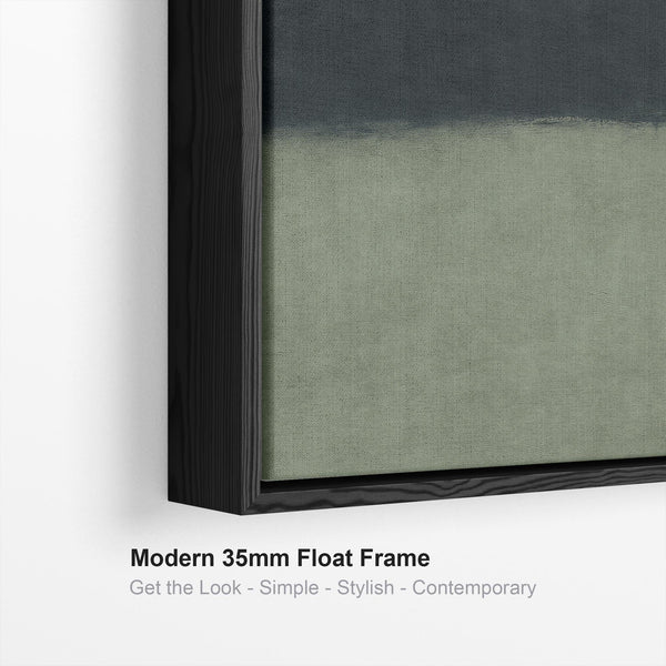 Neutral Green Abstract Framed Canvas - Rothko Style Balance