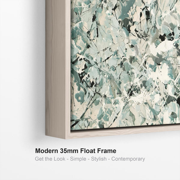 Light Sage Green Abstract Framed Art Jackson Pollock Inspired