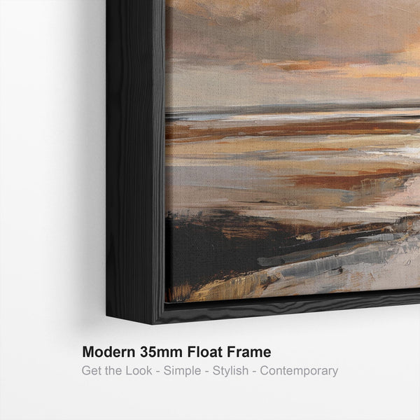 Abstract Landscape - Umber Rust Sunset Framed Canvas Art Print