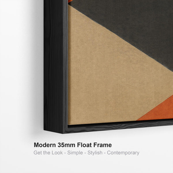 Orange Black Wall Art Canvas Framed - Rusted Geometry