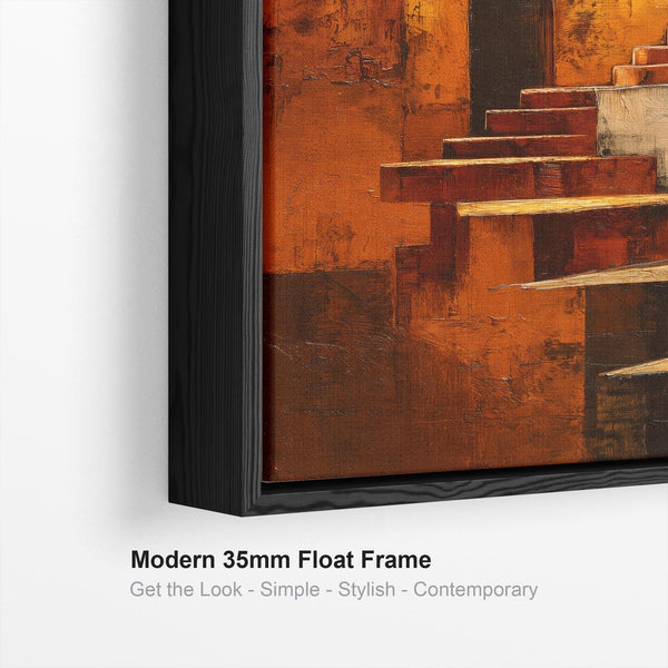 Orange Rust Abstract Framed Artwork - Autumn Steps