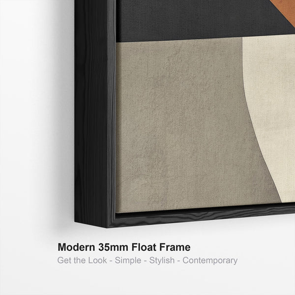 Wide Orange Rust Retro Framed Horizontal Artwork Canvas