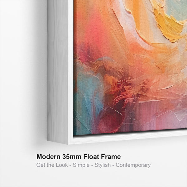 Bright Colourful Abstract Framed Wide Wall Art Modern Canvas