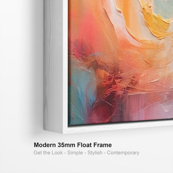 Bright Colourful Abstract Framed Wide Wall Art Modern Canvas