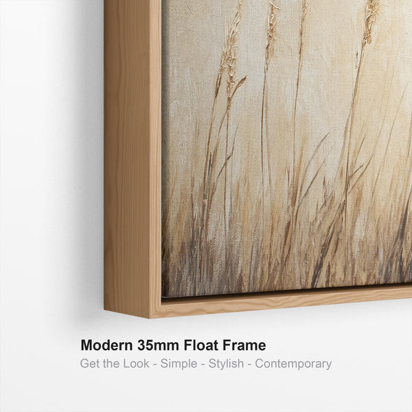 Neutral Beige Horizontal Panoramic Wide Framed Canvas Artwork