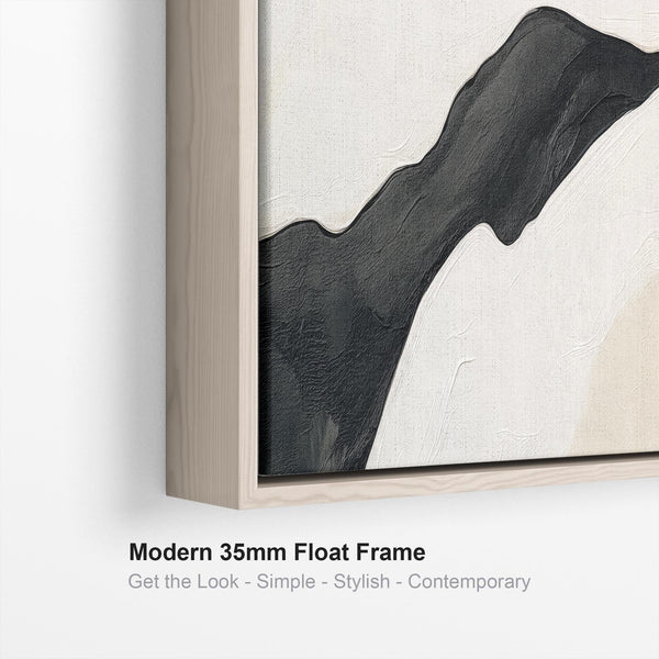 Wide Neutral Beige Black Framed Horizontal Canvas Wall Art Print