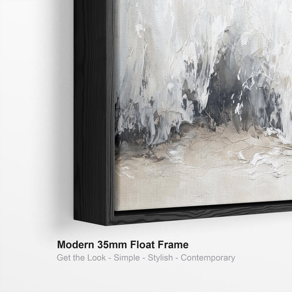 Wide Horizontal Framed Wall Art Canvas Greige Neutral Narrow Panoramic