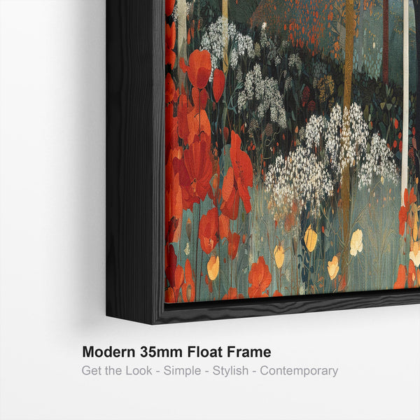 Wide Gustav Klimt inspired Framed Long Canvas Art - Poppy Hills
