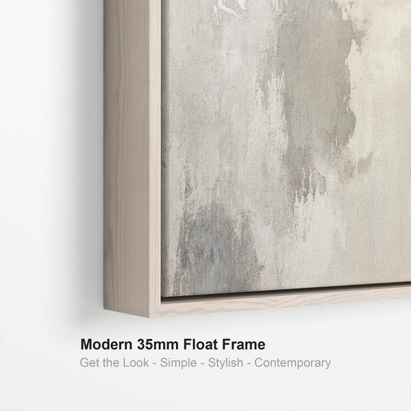 Wide Beige Neutral Framed Artwork on Canvas Abstract Panoramic for Bedroom