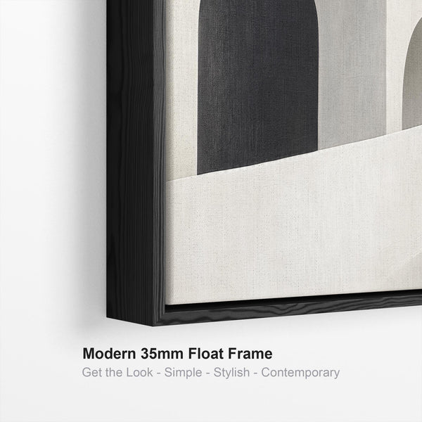 Modern Bedroom Wall Art over Bed Long Narrow Beige Black Panoramic