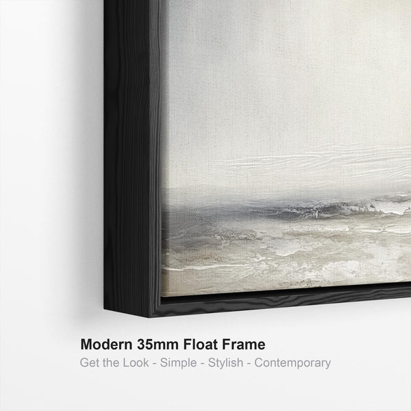 Grey Neutral Long Framed Wide Canvas Art Panoramic Abstract Landscape for Kitchen