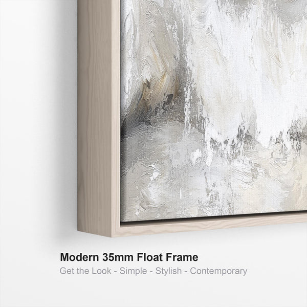 Greige Abstract Framed Wall Art Canvas Neutral Grey Narrow Panoramic