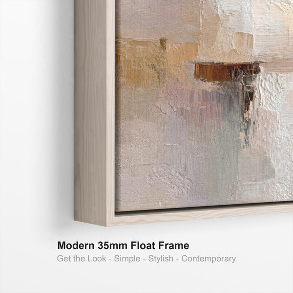 Blush Pink Abstract Framed Art Canvas Neutral Haze