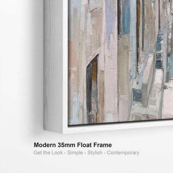 Wide Pastel Mediterranean Framed Long Wall Art -