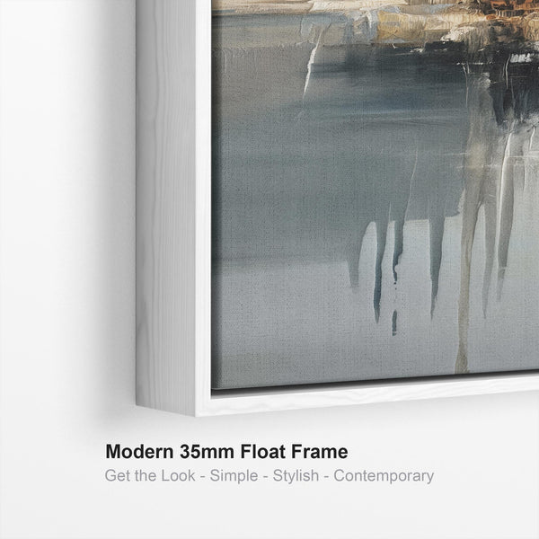 Tall Upright Framed Abstract Canvas - Teal Haze