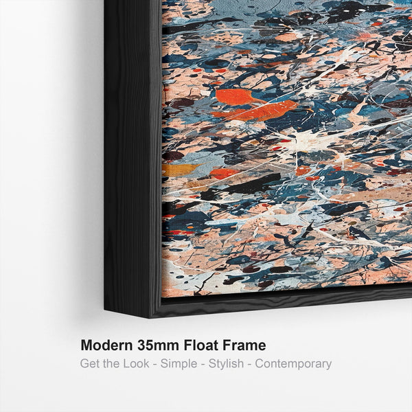 Tall Colourful Jackson Pollock Inspired Upright Framed Canvas
