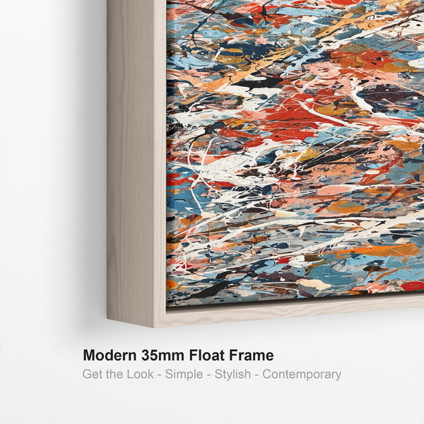 Tall Upright Jackson Pollock Inspired Framed Canvas - Frenzy