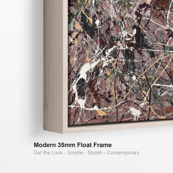 Mauve Sage Framed Canvas Artwork Jackson Pollock Style Print