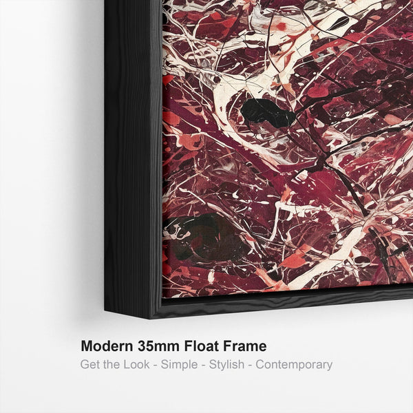 Pair XL Burgundy Framed Wall Art Abstract Expression Set 2