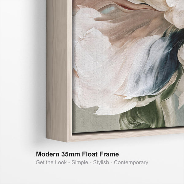 Sage Green Pink Floral Canvas Picture Framed - Blush Bloom