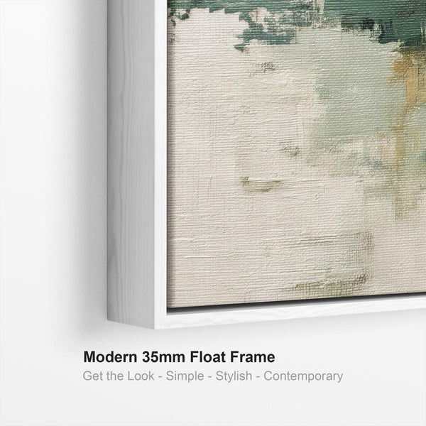 Sage Green White Abstract Framed Contemporary Art Print