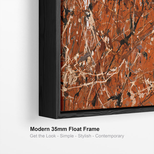 Extra Large Jackson Pollock Style Set 3 Framed Canvases - Rust