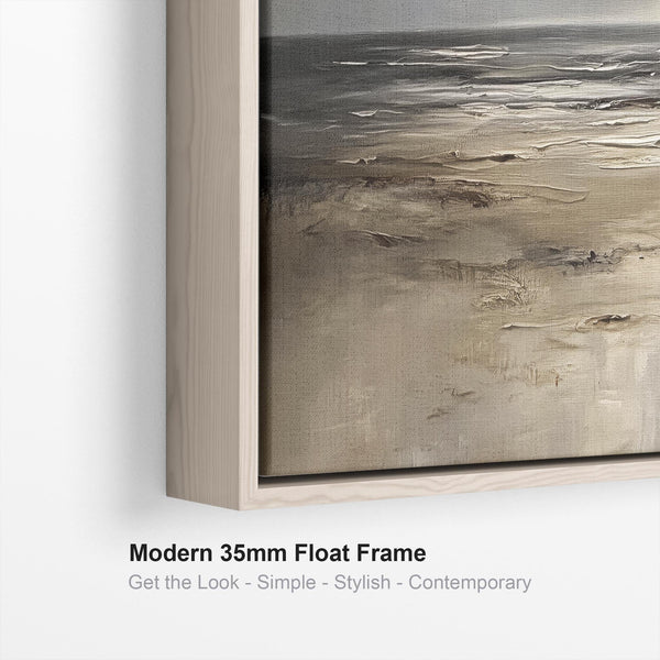 Extra Large Grey Neutral Set of 3 Framed Canvas Abstract - Dream Horizon