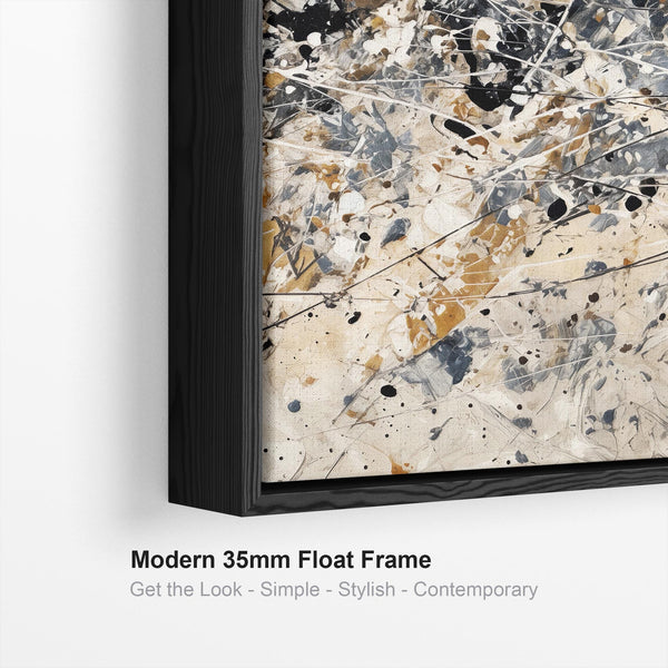 Large Living Room Framed Canvas Neutral Cream Black Lounge Art