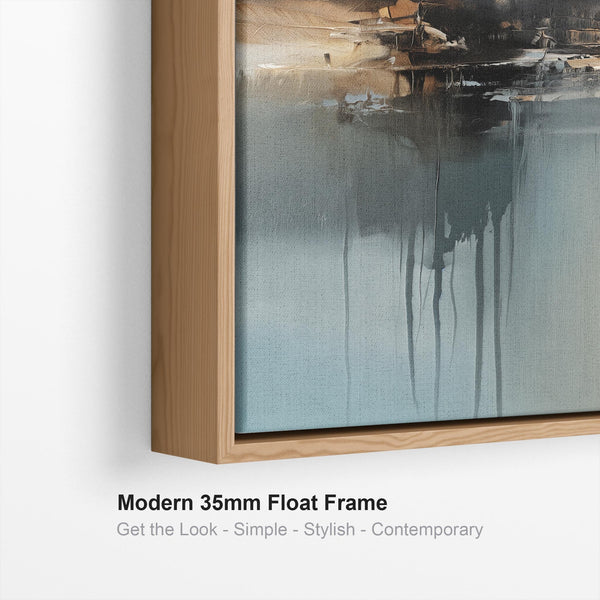 Large Teal Blue Warmth - Set of 2 Framed Abstract Canvases