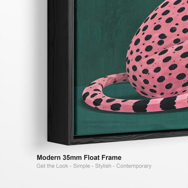 Venus - Pink Cheetah - Emerald Green Unique Framed Canvas Print