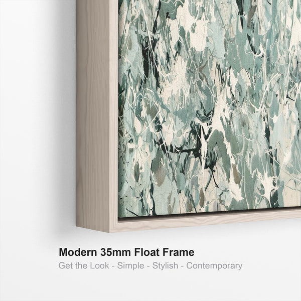 Wide Sage Green Horizontal Canvas - Jackson Pollock Inspired